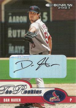 2003 Donruss/Leaf/Playoff (DLP) Rookies & Traded - 2003 Donruss Rookies & Traded Autographs #3 Dan Haren Front