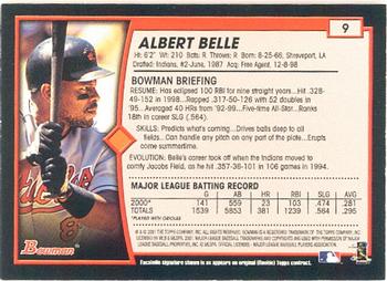 2001 Bowman #9 Albert Belle Back