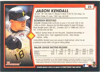 2001 Bowman #25 Jason Kendall Back