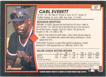2001 Bowman #37 Carl Everett Back
