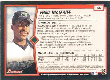 2001 Bowman #46 Fred McGriff Back