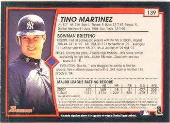 2001 Bowman #139 Tino Martinez Back