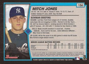 2001 Bowman #156 Mitch Jones Back