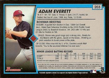 2001 Bowman #203 Adam Everett Back
