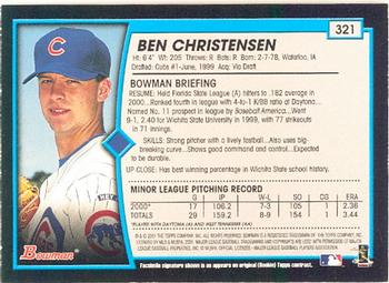 2001 Bowman #321 Ben Christensen Back