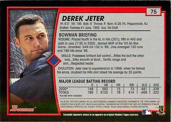 2001 Bowman #75 Derek Jeter Back