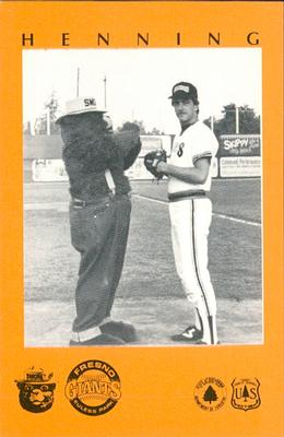 1985 Fresno Giants Smokey #24 Rich Henning Front