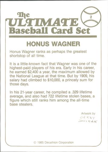 1985 Decathlon Ultimate Baseball Card Set #2 Honus Wagner Back