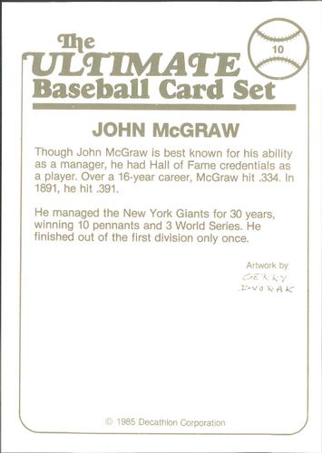 1985 Decathlon Ultimate Baseball Card Set #10 John McGraw Back