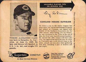 1962 Sugardale Wieners Cleveland Indians #8 Ty Cline Front