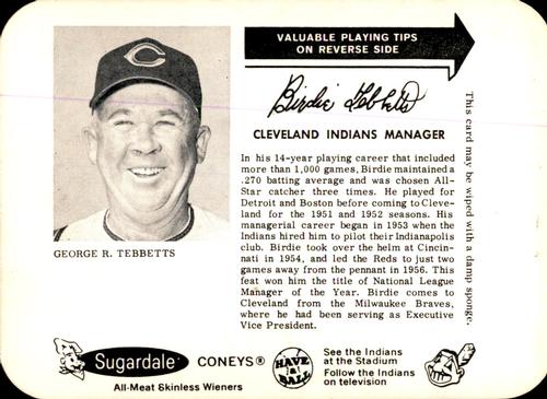 1963 Sugardale Wieners Cleveland Indians #18 Birdie Tebbetts Front