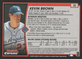 2001 Bowman Chrome #35 Kevin Brown Back