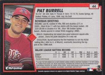 2001 Bowman Chrome #44 Pat Burrell Back