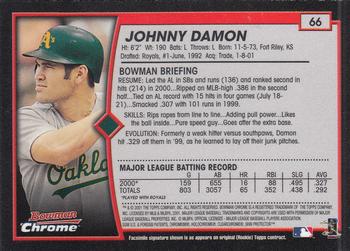2001 Bowman Chrome #66 Johnny Damon Back
