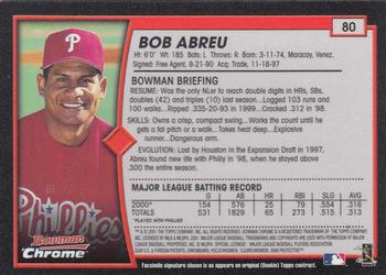 2001 Bowman Chrome #80 Bob Abreu Back