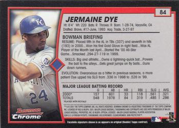 2001 Bowman Chrome #84 Jermaine Dye Back