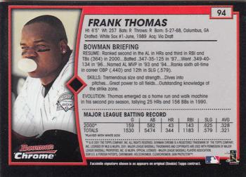 2001 Bowman Chrome #94 Frank Thomas Back