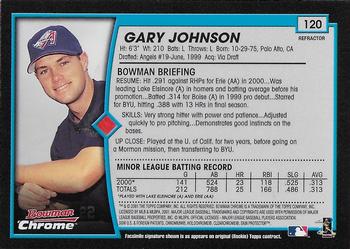 2001 Bowman Chrome #120 Gary Johnson Back