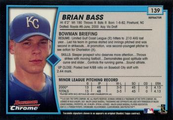 2001 Bowman Chrome #139 Brian Bass Back
