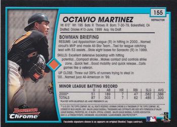 2001 Bowman Chrome #155 Octavio Martinez Back