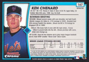 2001 Bowman Chrome #167 Ken Chenard Back