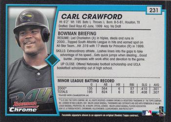 2001 Bowman Chrome #231 Carl Crawford Back