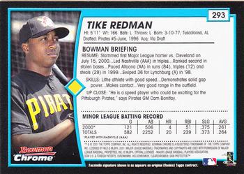 2001 Bowman Chrome #293 Tike Redman Back