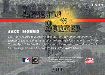2003 Donruss Signature - Legends of Summer Autographs Century #LS-19 Jack Morris Back