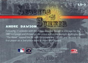 2003 Donruss Signature - Legends of Summer Autographs Century #LS-3 Andre Dawson Back