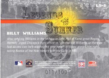 2003 Donruss Signature - Legends of Summer Autographs Century #LS-5 Billy Williams Back