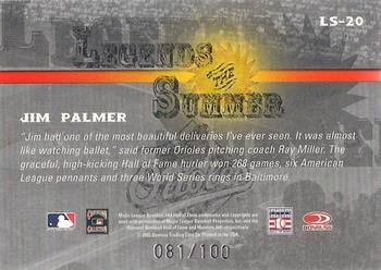 2003 Donruss Signature - Legends of Summer Autographs Century #LS-20 Jim Palmer Back