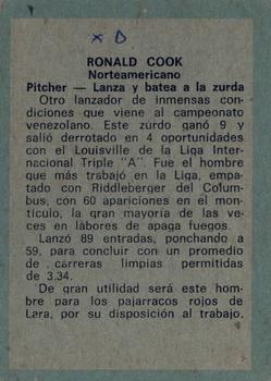 1970 Ovenca Venezuelan #72 Ronald Cook Back