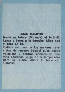 1970 Ovenca Venezuelan #127 Juan Campos Back
