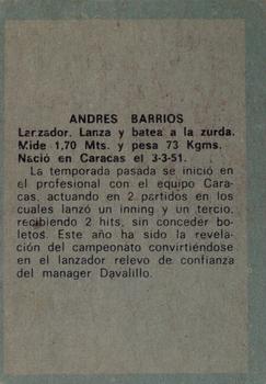 1970 Ovenca Venezuelan #143 Andres Barrios Back
