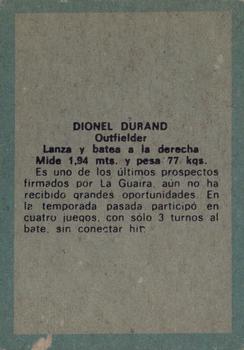 1970 Ovenca Venezuelan #226 Dionel Durand Back