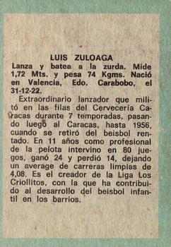 1970 Ovenca Venezuelan #270 Luis Zuloaga Back