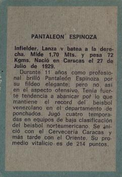 1970 Ovenca Venezuelan #278 Pantaleon Espinoza Back