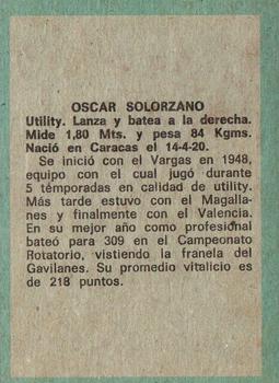 1970 Ovenca Venezuelan #287 Oscar Solorzano Back