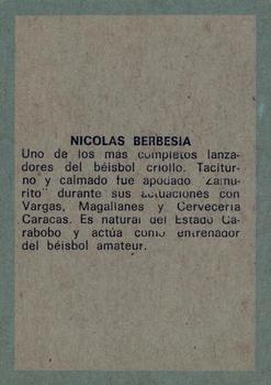 1970 Ovenca Venezuelan #290 Nicolas Berbesia Back