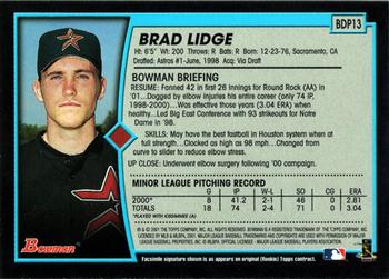 2001 Bowman Draft Picks & Prospects #BDP13 Brad Lidge Back