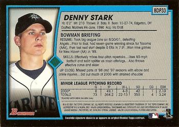 2001 Bowman Draft Picks & Prospects #BDP33 Denny Stark Back