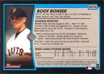 2001 Bowman Draft Picks & Prospects #BDP35 Boof Bonser Back
