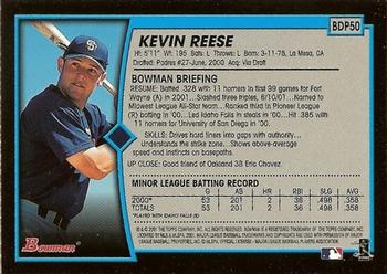 2001 Bowman Draft Picks & Prospects #BDP50 Kevin Reese Back