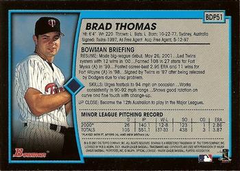 2001 Bowman Draft Picks & Prospects #BDP51 Alex Herrera / Brad Thomas Back
