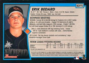 2001 Bowman Draft Picks & Prospects #BDP70 Erik Bedard Back