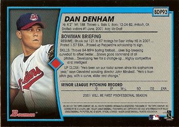 2001 Bowman Draft Picks & Prospects #BDP93 Dan Denham Back