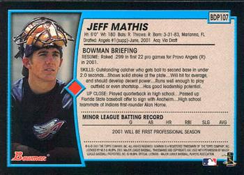 2001 Bowman Draft Picks & Prospects #BDP107 Jeff Mathis Back