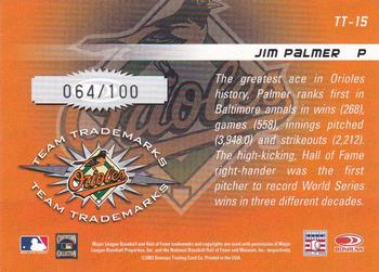 2003 Donruss Signature - Team Trademarks Century #TT-15 Jim Palmer Back