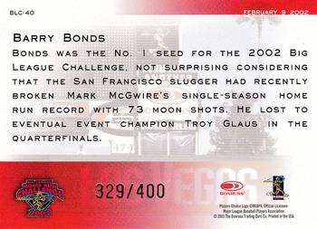 2003 Donruss Studio - Big League Challenge #BLC-40 Barry Bonds Back