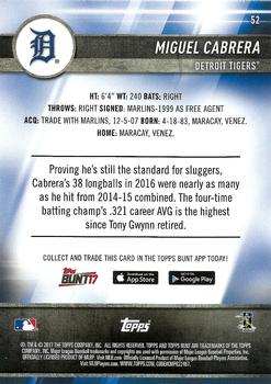 2017 Topps Bunt #52 Miguel Cabrera Back